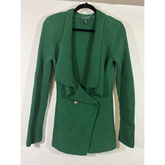 Ralph Lauren Sweaters - RALPH LAUREN Cardigan Sweater Medium Kelly Green Chunky Cable  Knit  06